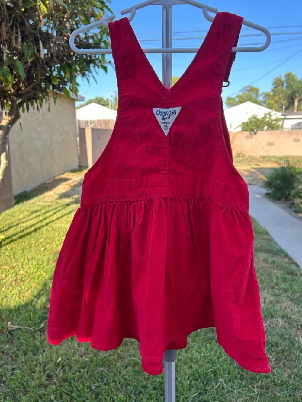 OshKosh B'gosh Bright Red Corduroy Overall Dress for Kids